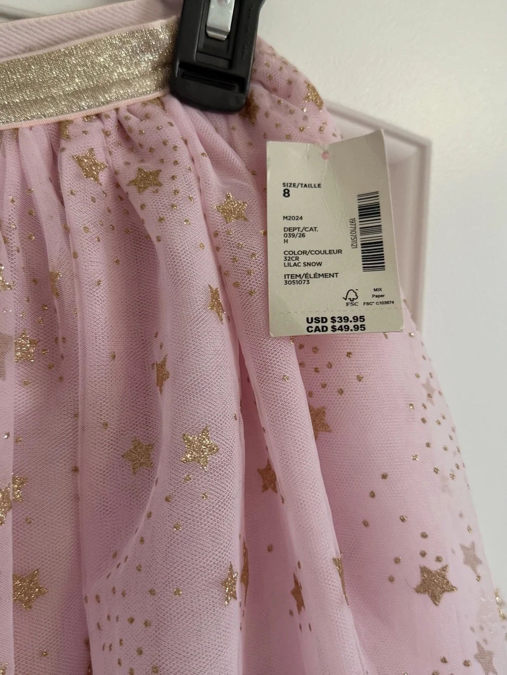 Gymboree Pink Tulle Skirt with Gold Star Accents